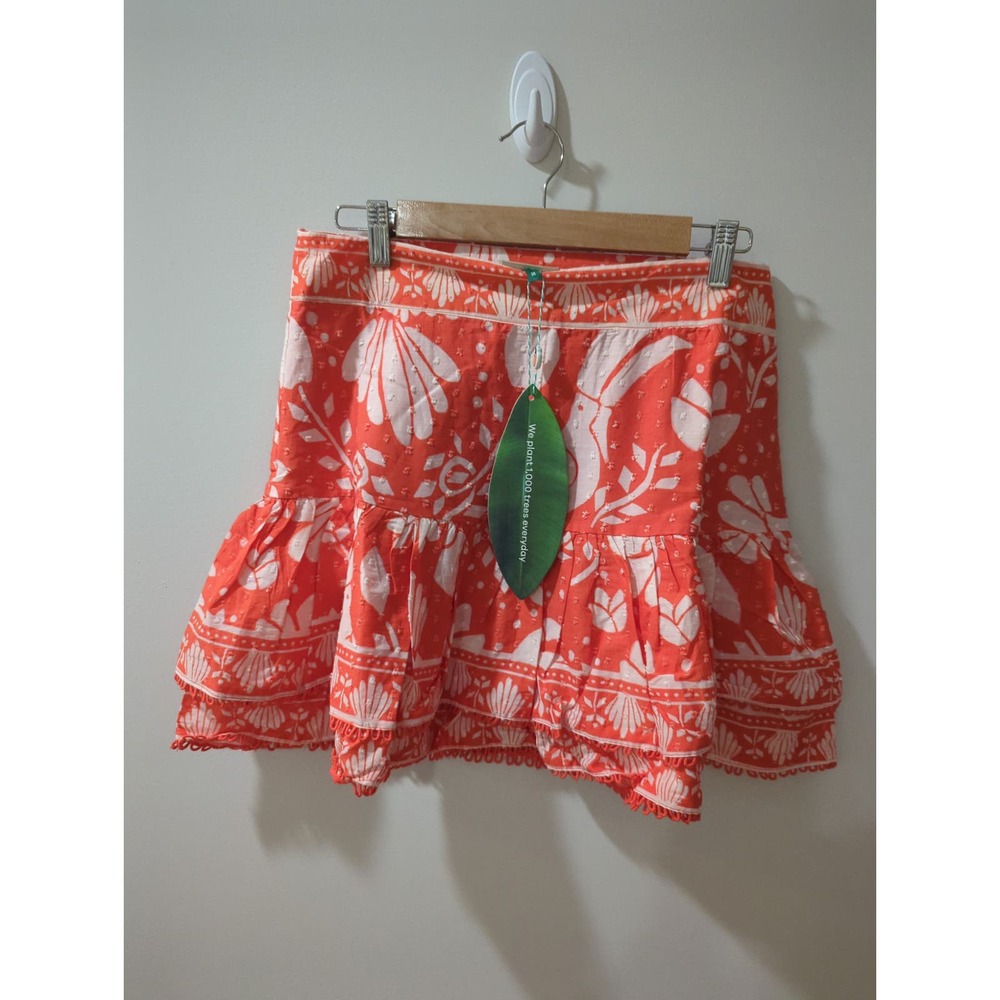 Farm Rio Orange Jungle Tiered Skirt NWT - Picture 2 of 4